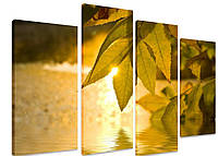 Модульная картина на холсте из четырех частей KIL Art Солнце Солнечные листья 89x56 см (M4_M_442) z15-2024
