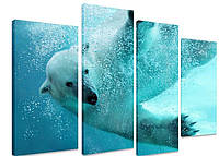 Модульная картина на холсте из четырех частей KIL Art Медведь Под водой 89x56 см (M4_M_445) z15-2024