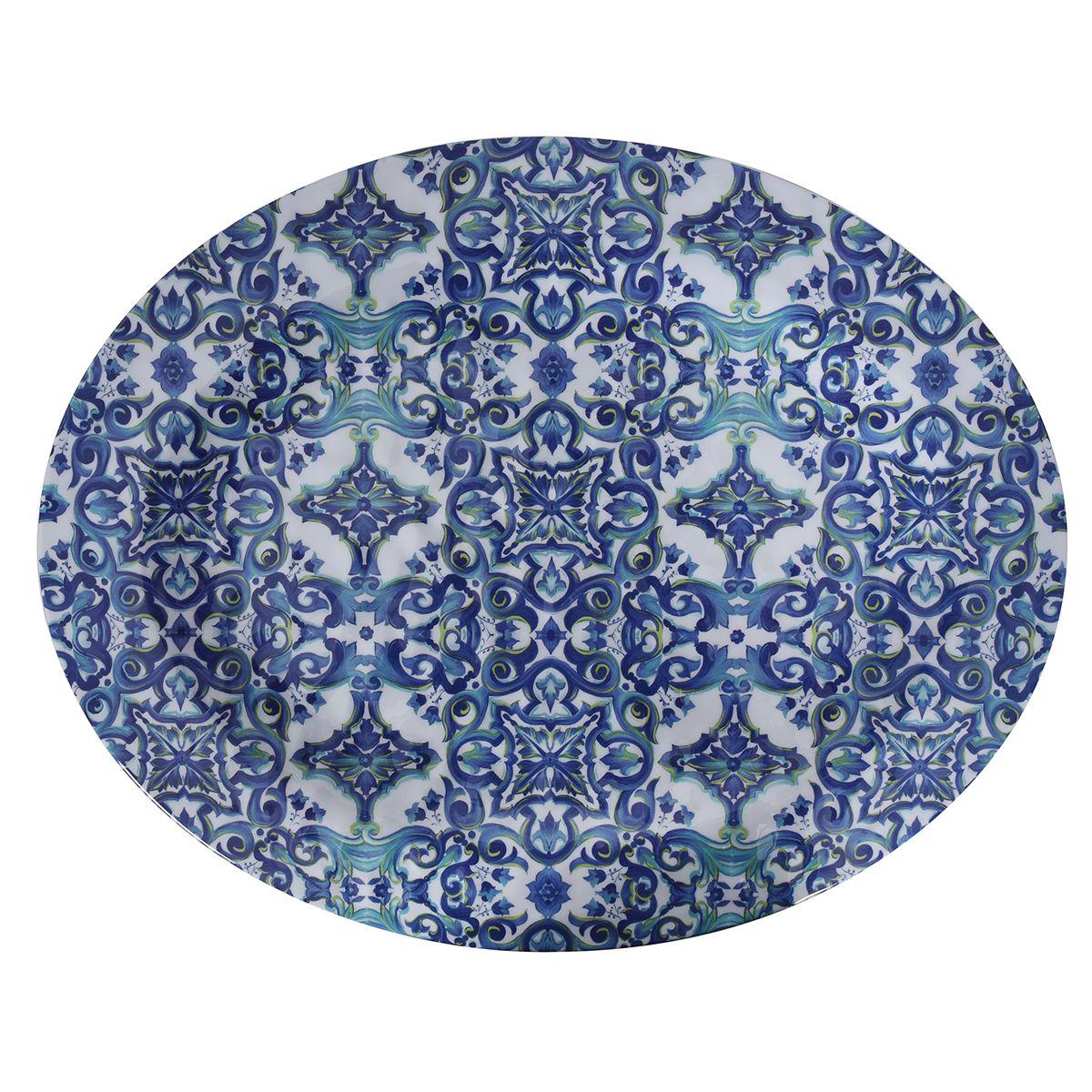 Блюдо для сервірування меламінове з синім візерунком Maiorca Maison, фото 1