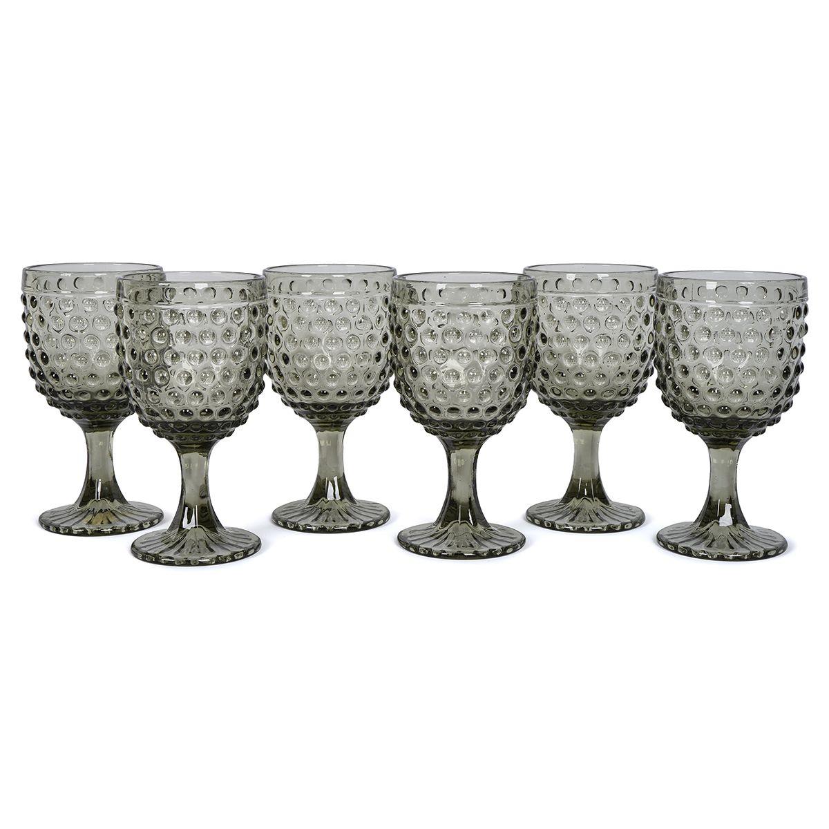 Набір із 6-ти скляних келихів для вина в сірому кольорі Ibiza Maison, фото 1