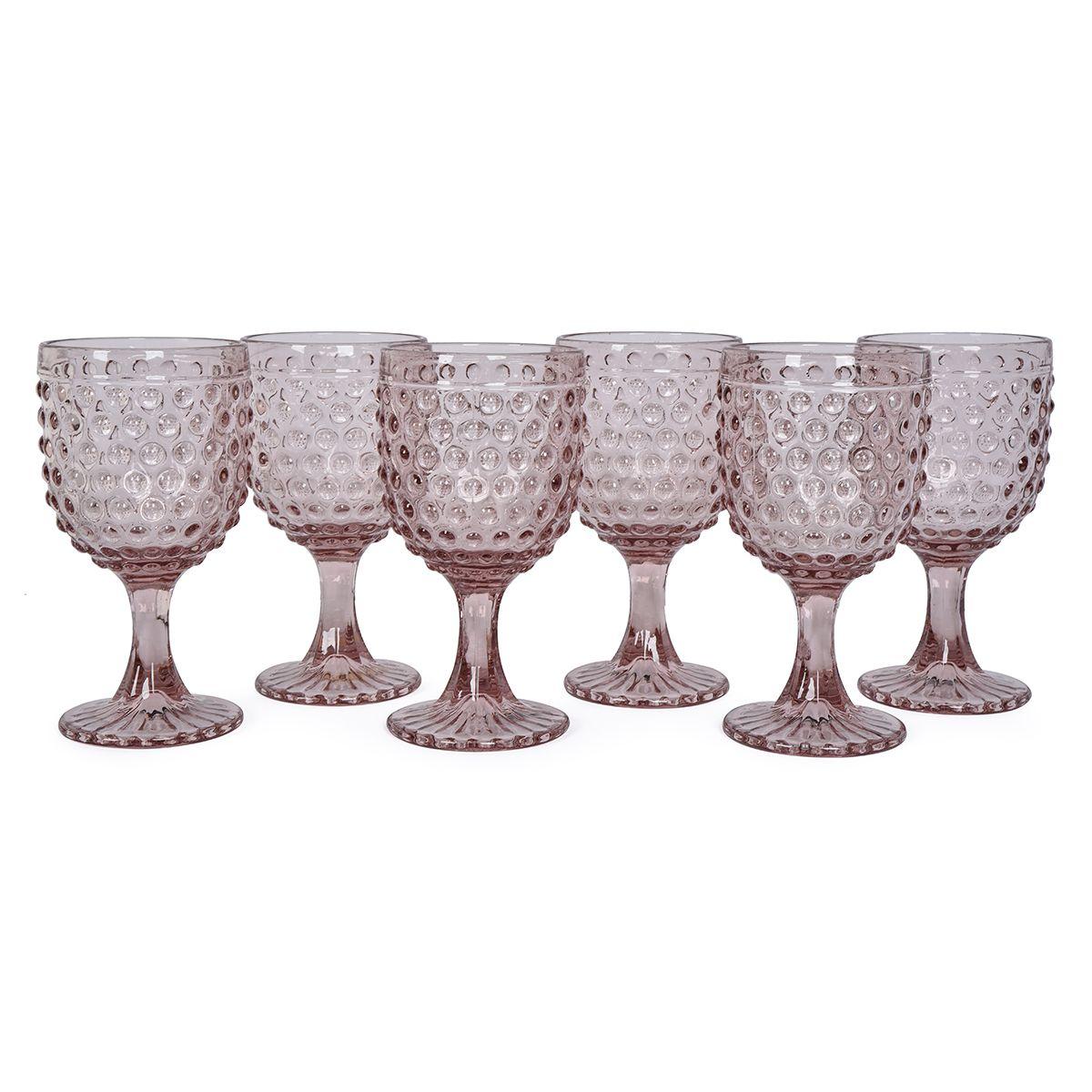 Набір із 6-ти скляних келихів для вина в рожевому кольорі Ibiza Maison, фото 1