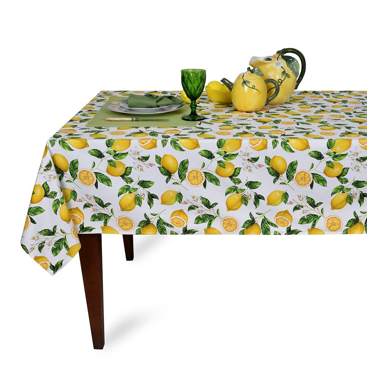 Скатертина бавовняна з цитрусовим малюнком Blooming Jaffa 140х180 см, фото 1
