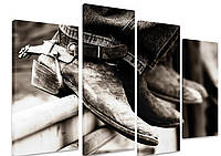 Модульная картина на холсте из четырех частей KIL Art Мужчина Ковбойские сапоги 89x56 см (M4_M_495) z16-2024