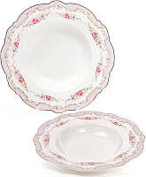 Набор Bona 6 фарфоровых обеденных суповых тарелок Bristol диаметр 23см розовый DP40097 z15-2024