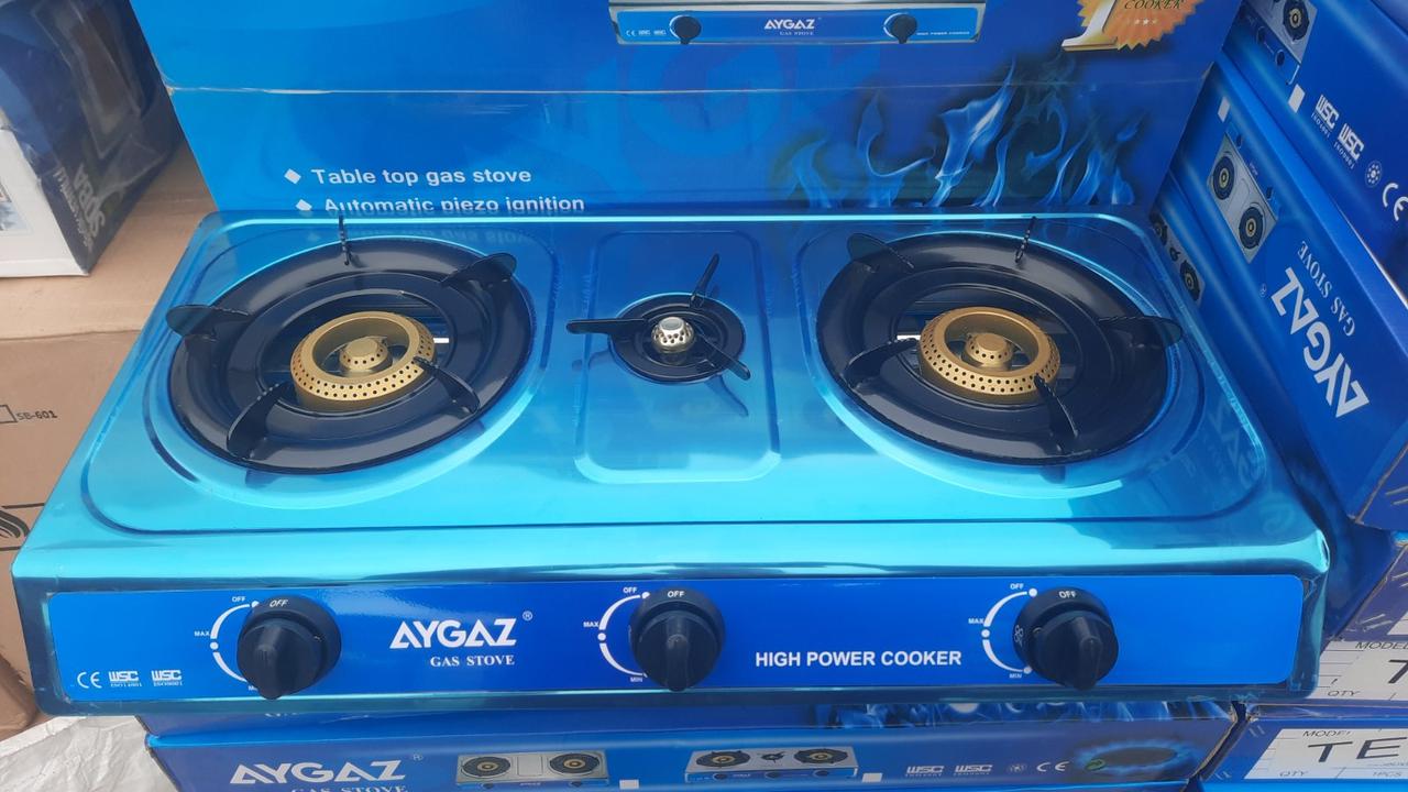 Настільна газова плита Aygaz на 3 конфорки неіржавка сталь