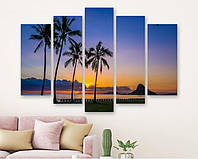 Модульная картина на холсте из пяти частей KIL Art Восход солнца на острове Оаху Гавайи 137x85 см (M51_L_320)