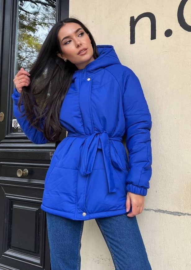 Стильна жіноча куртка пальто зимове синетоп 200 розміри 42 44 46 48 Новинка 2022