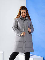 Стильна жіноча непромокаюча куртка , євро зима. батал арт. 579 сірого кольору / сірий