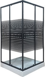 Душова кабіна 80х80 см квадратна без піддона, скло з принтом 5 мм, профіль чорний ТМ Ko&Po