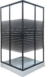 Душова кабіна 80х80 см квадратна без піддона, скло з принтом 5 мм, профіль чорний ТМ Ko&Po, фото 1