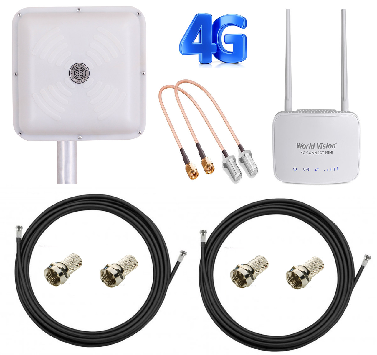 4G Комплект для інтернету 4G Роутер World Vision CONNECT MINI з антеною MIMO ENERGY + кабель