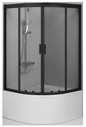 Душова кабіна 90х90х190 см на глибокому піддоні, матове скло, профіль чорний, фото 2