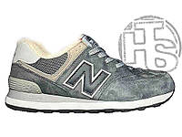 Мужские кроссовки New Balance 574 Grey Suede Winter (с мехом)