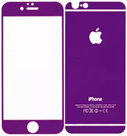 Защитное стекло iPhone 6/6S переднее и заднее с алюминиевой панелью лиловое