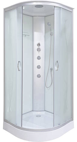 Душовий гідробокс 90*90*210 см переднє скло decor, заднє скло white, низький піддон, фото 1