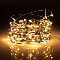 Гірлянда світлодіодна новорічна, нитка Роса 10 м LED гірлянди на батарейках крапля роси