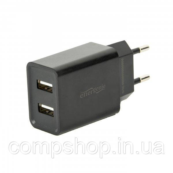 Зарядний пристрій EnerGenie EG-U2C2A-03-BK  (2 USB, 2.1A) чорний (код 131848)