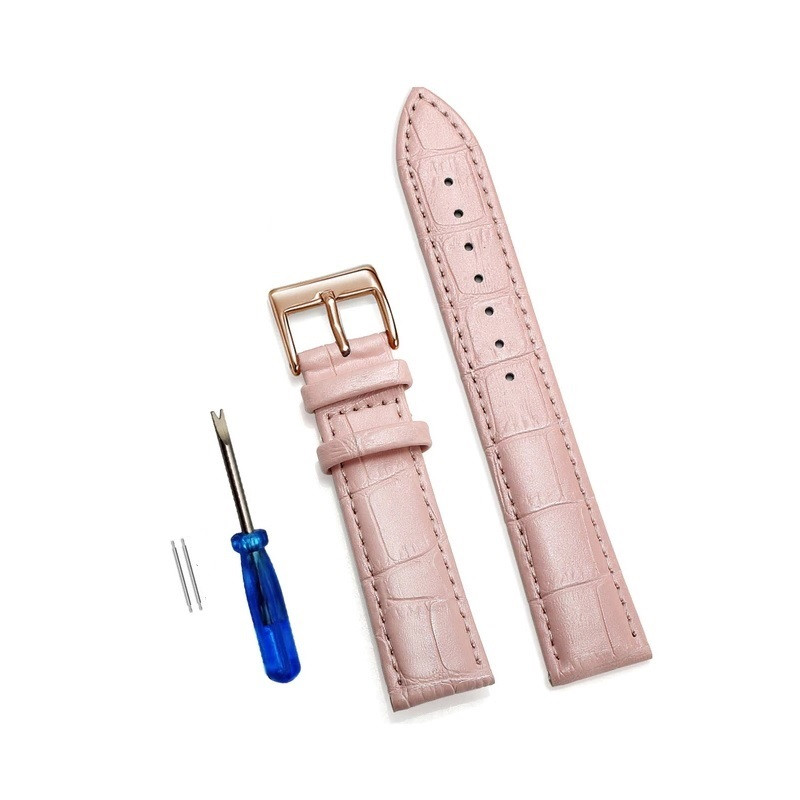 Ремінець шкіряний для годинника 20 мм рожевий, пряжка - рожеве золото, фото 1