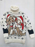 Новорічний вовняний светр на дівчаток 6,7,8,9,10 років