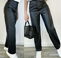 Демісезонні жіночі штани з екошкіри чорного кольору