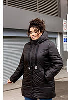 Зимова жіноча куртка великого розміру 113/р.48-62/чорний