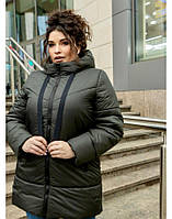 Зимняя женская куртка большого размера 113 / р.48-62 / хаки