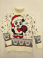 Новорічний вовняний светр на дівчаток 6,7,8,9,10 років