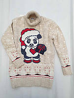 Новорічний вовняний светр на дівчаток 6,7,8,9,10 років