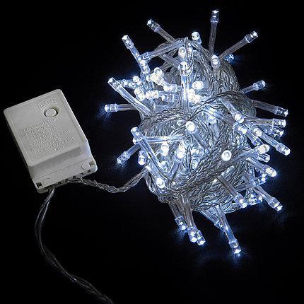 Світлодіодна гірлянда на 100 Led прозорий провід електрична з контролером біла 8 режимів
