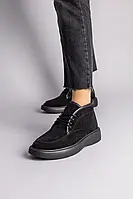 Жіночі зимові черевики ShoesBand Чорні натуральні замшеві всередині напіввовна 36 (23,5 см) (S57331-2з)
