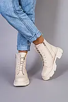Женские зимние ботинки ShoesBand Молочные натуральные кожаные внутри полушерсть 36 (23 см) (S55511-2з)