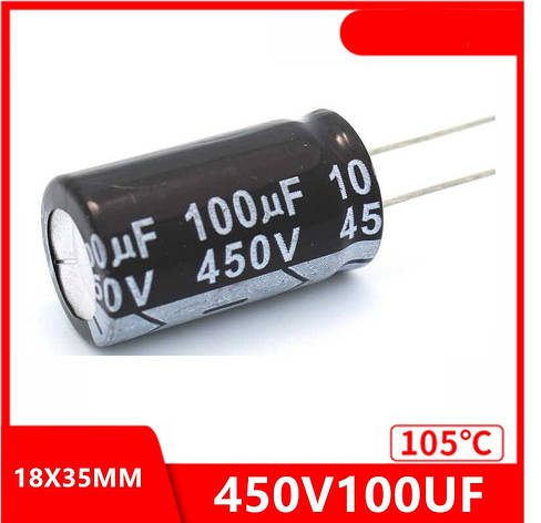 Конденсатор 100uF 450V 100мкФ 450В 18mm X 35mm, фото 1