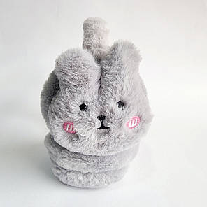 Хутряні дитячі навушники Зайчики сірі, об'єм 52-56 см, фото 2