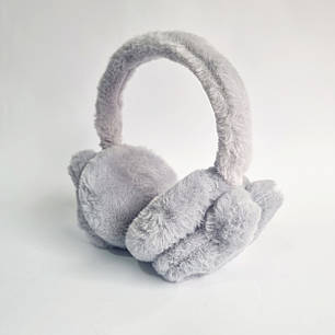 Хутряні дитячі навушники Зайчики сірі, об'єм 52-56 см, фото 1