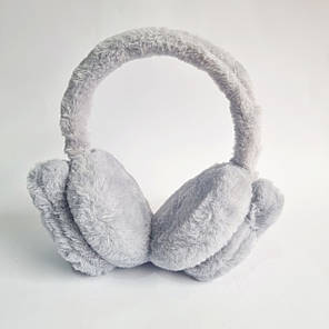 Хутряні дитячі навушники Зайчики сірі, об'єм 52-56 см, фото 3