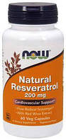 Resveratrol 200 mg NOW, 60 капсул