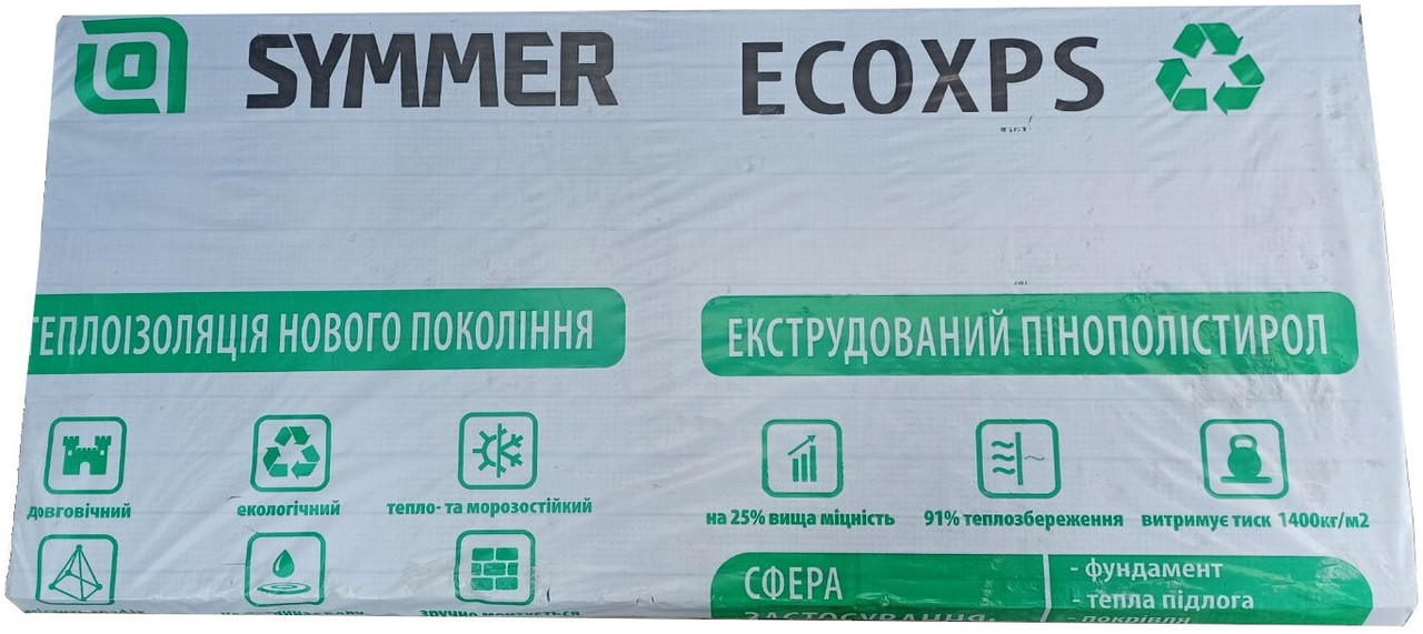 Екструдований пінополістирол SYMMER ECO XPS 1200*550*50мм
