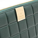 Зелений шкіряний жіночий гаманець на блискавці класичний брендовий дамський гаманець портмоне з натуральної шкіри, фото 6