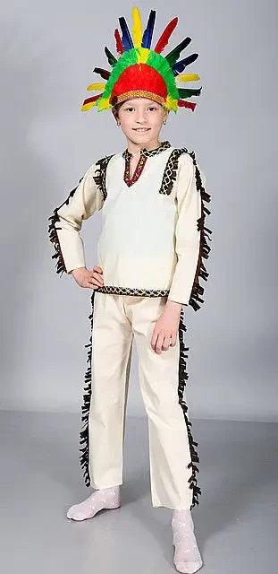Карнавальний костюм Вождь індіанців з пір'ям дитячий для хлопчика 116-146 р