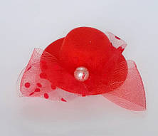Капелюшок вечірня "Перлина" (червона), фото 2