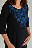 Сукня жіноча темно-синя з вишивкою ,арт. 4572 батал, фото 3