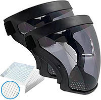 Защитная полнолицевая маска респиратор пять сменных фильтров прозрачная линза Black