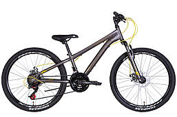 Велосипед 24" Discovery RIDER AM DD 2022 (темно-сріблястий з жовтим (м)))