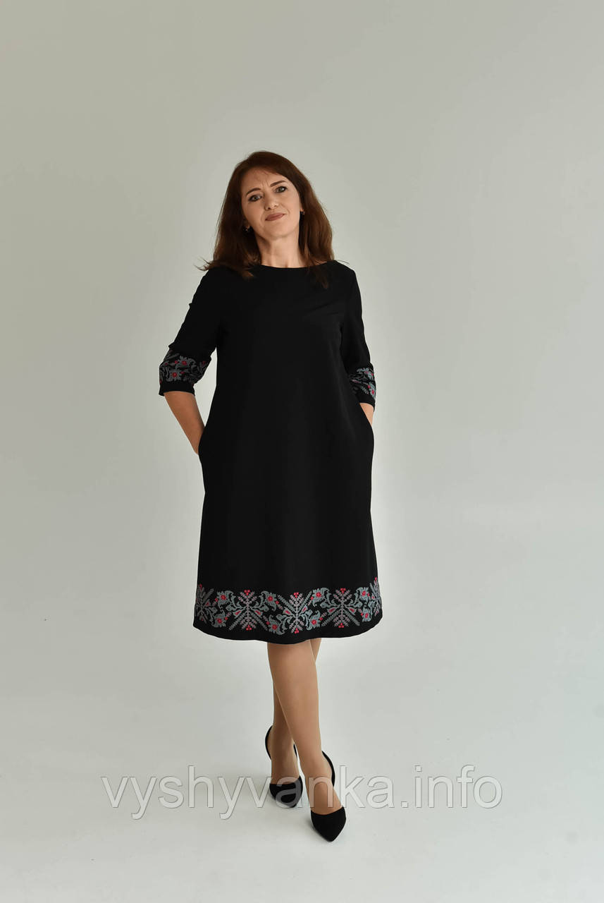 Чорне вишите плаття,"гуляйполе" арт. 4584