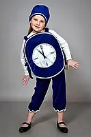 Карнавальний костюм годинник синій з велюру зріст 116-134