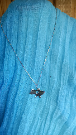 Срібне кольє мапа України, фото 1