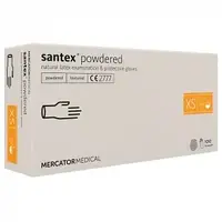 Перчатки латексные с пудрой размер - XS (рукавички латексні) Mercator Medical Santex® powdered 100 шт.