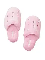 Розовые домашние тапочки с камушками Victoria s Secret Closed Toe Faux Fur Slipper