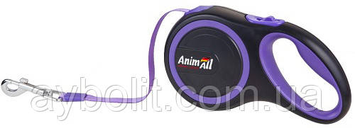 Повідець-рулетка AnimAll М до 25 кг, 5 м Фіолетово-чорний (2000981099237)