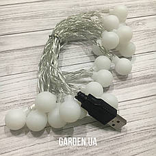 Гірлянда з кульками від USB 3 м теплий білий, фото 2